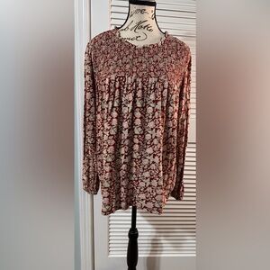 Wonderly Red and Cream Floral Boho Top